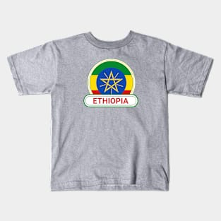 Ethiopia Country Badge - Ethiopia Flag Kids T-Shirt